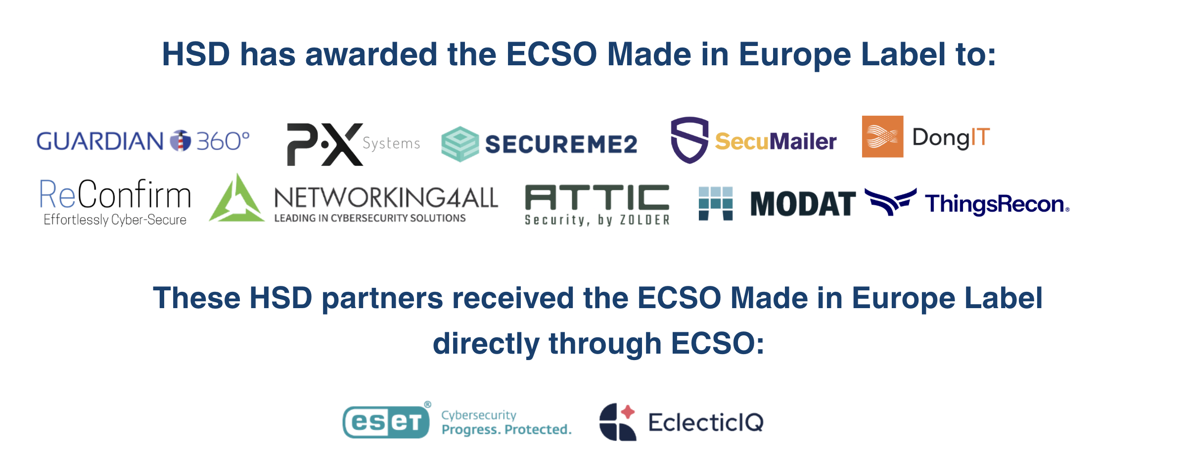 ECSO labels overzicht